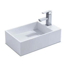 Cuarto de baño blanco brillante cuadrado de mármol lavabo para baño (BS-8413)